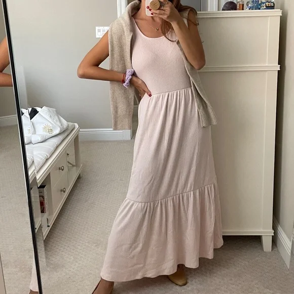 soft knit midi dress Women's Stretchy Knit Navy Midi Dress| LOVESTITCH main image 0
